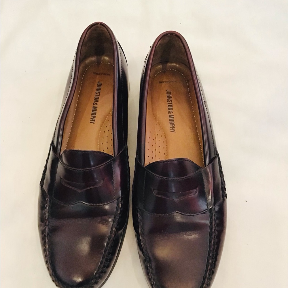 Johnston & Murphy Men’s Dark Burgundy Leather Penny Loafers